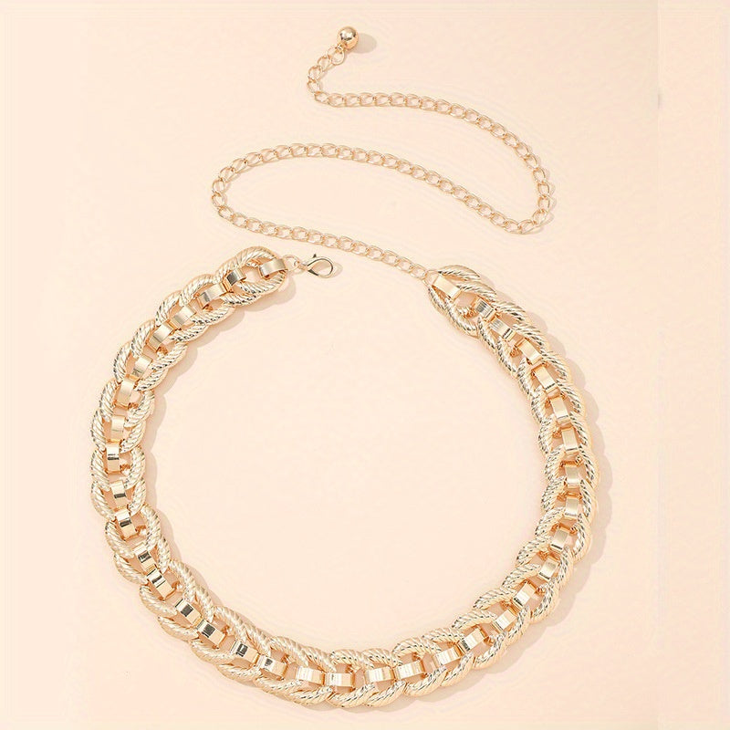 Threaded Ring Waist Chain Single Layer Golden Metal Chain Belt