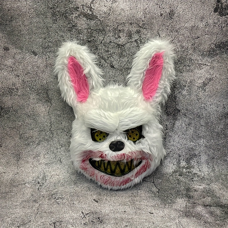 Spooky Rabbit Mask Plush with Yellow Eyes