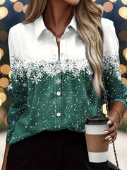  Colorblock Snowflake Blouse