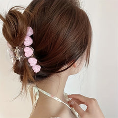 Colorful Heart Decor Hair Claw Style Hair Claw Nonslip Ponytail Holder
