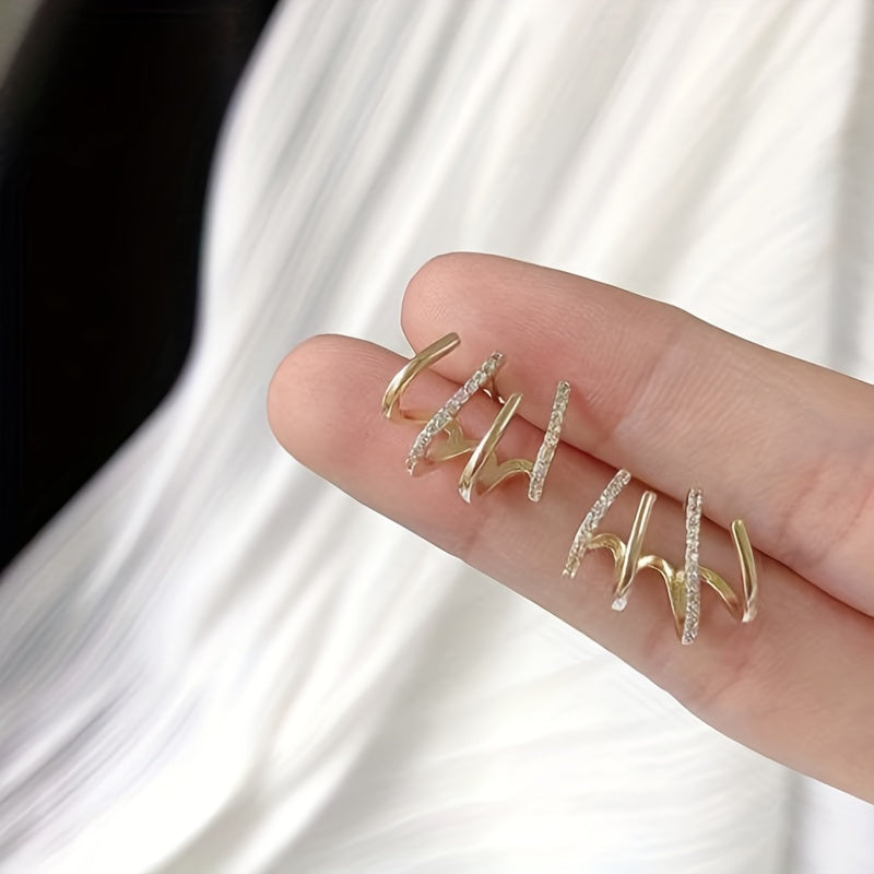 Zircon Inlaid Claw Stud Earrings for Everyday Styling