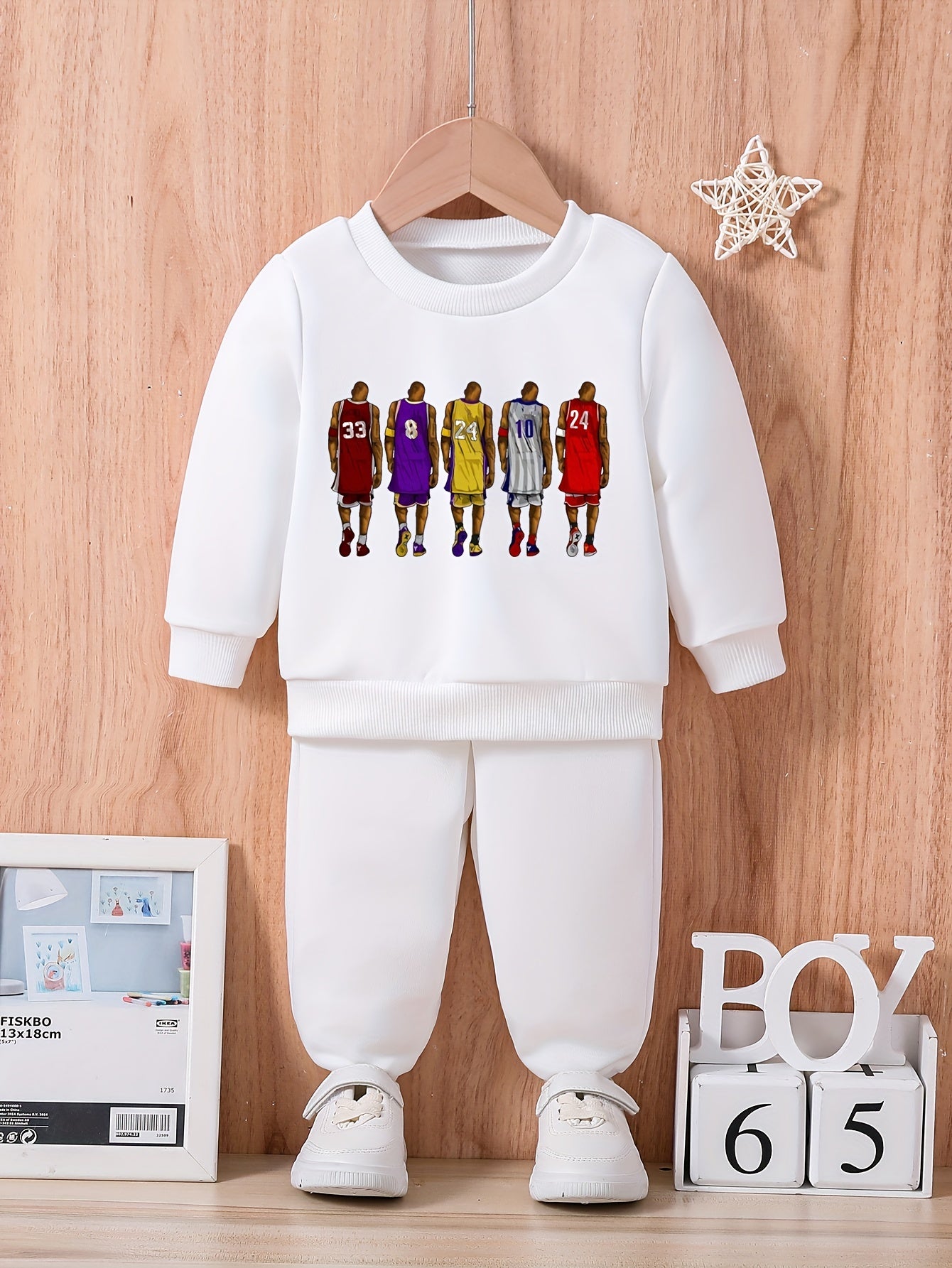 Baby Basketball Players Team Outfit Long Sleeve Sweatshirt Trousers Set