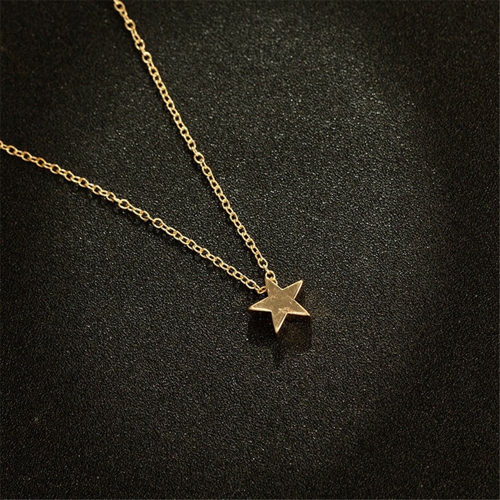 Golden Silver Star Pendant Alloy Necklace