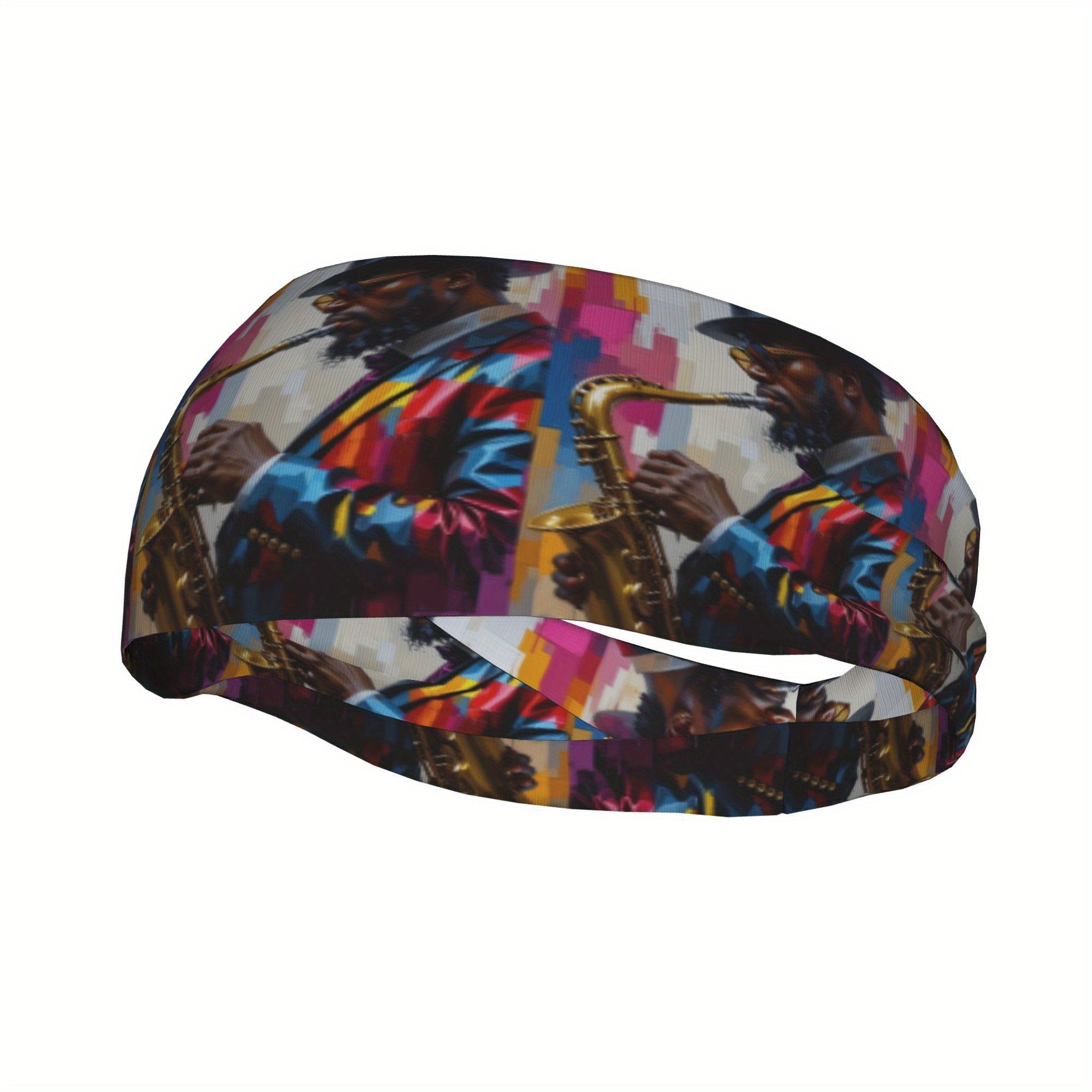 Jazz Inspired Unisex Headband Sweat Wicking Stretchy Polyester