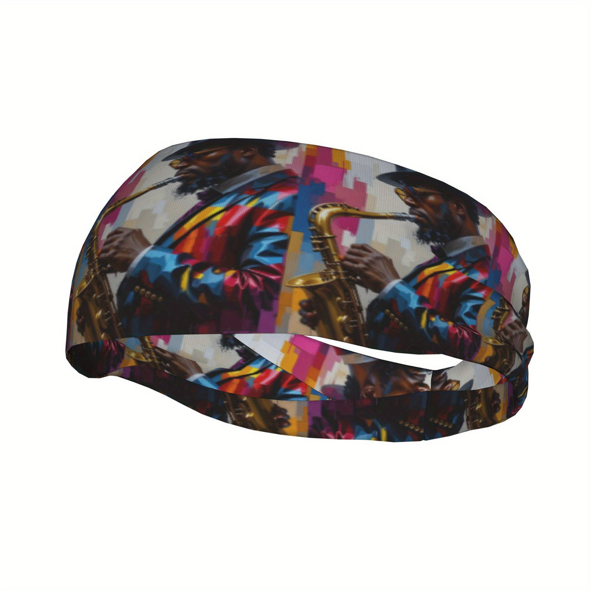 Jazz Inspired Unisex Headband Sweat Wicking Stretchy Polyester
