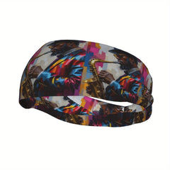 Jazz Inspired Unisex Headband Sweat Wicking Stretchy Polyester