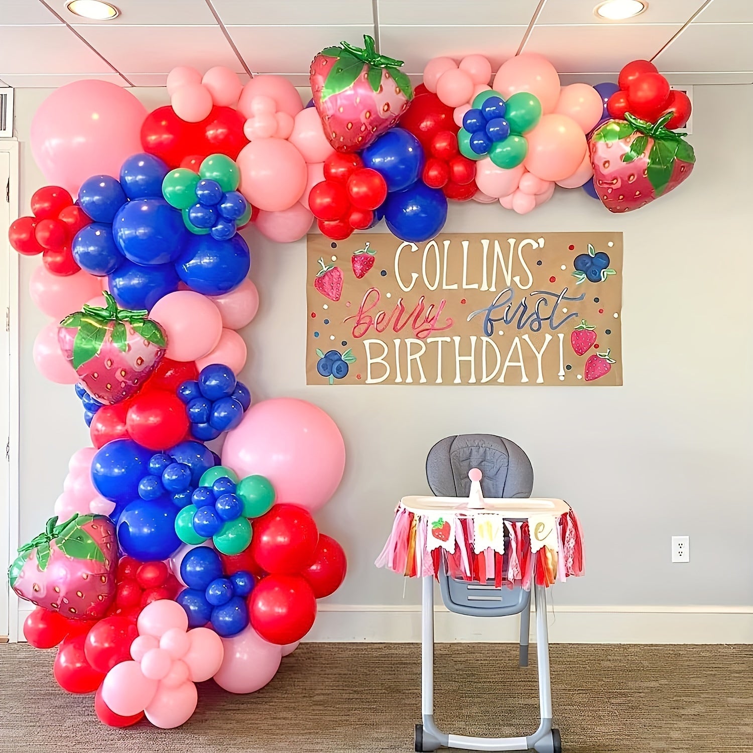 Strawberry Balloons Garland Arch Kit for Birthday Party