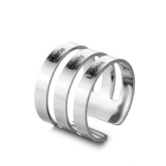 Personalized Engraved Name Ring Stainless Steel Adjustable Finger Ring
