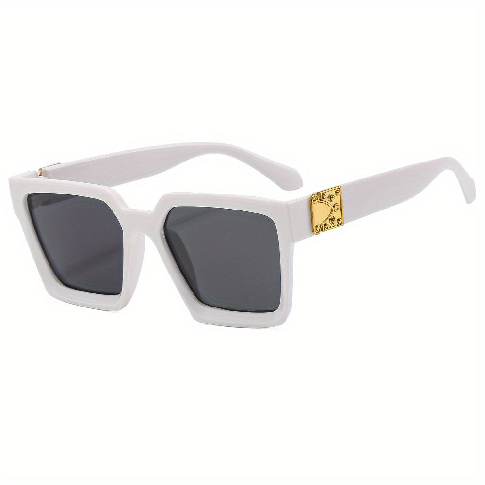 Square Frame Sunglasses Metal Temple Glasses UV400