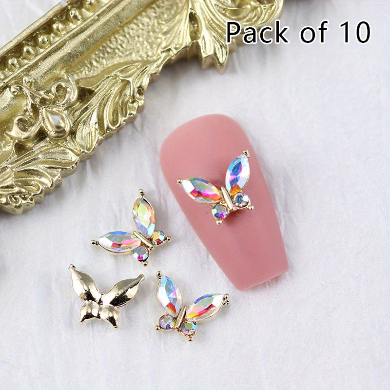 10 pcs 3D Butterfly Nail Charms for Acrylic Nails Metallic Butterflies
