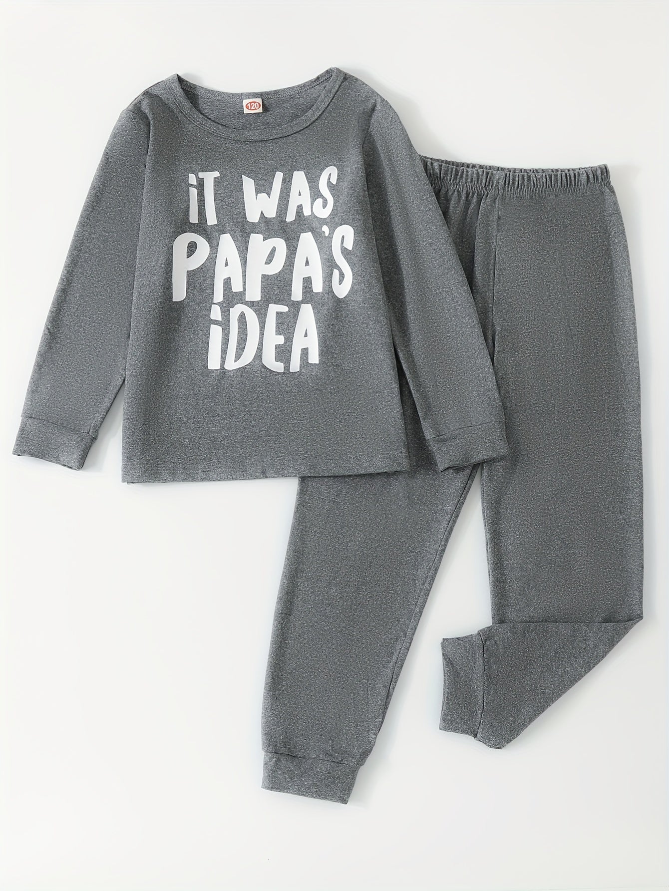 Kid's Cozy Pajamas 2pcs Long Sleeve Top & Solid Pants Set