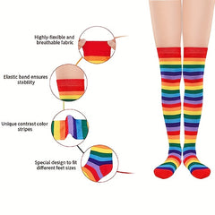 Colorful Striped Over The Knee Socks Women's Stockings