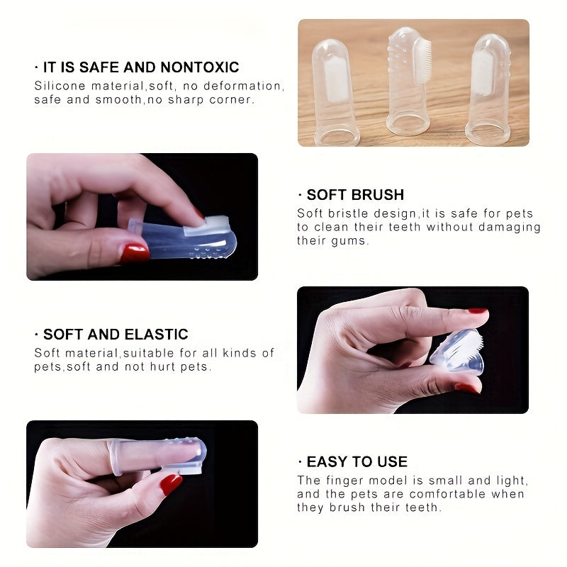 3pcs Transparent Pet Toothbrushes For Dogs Cats Small Pets