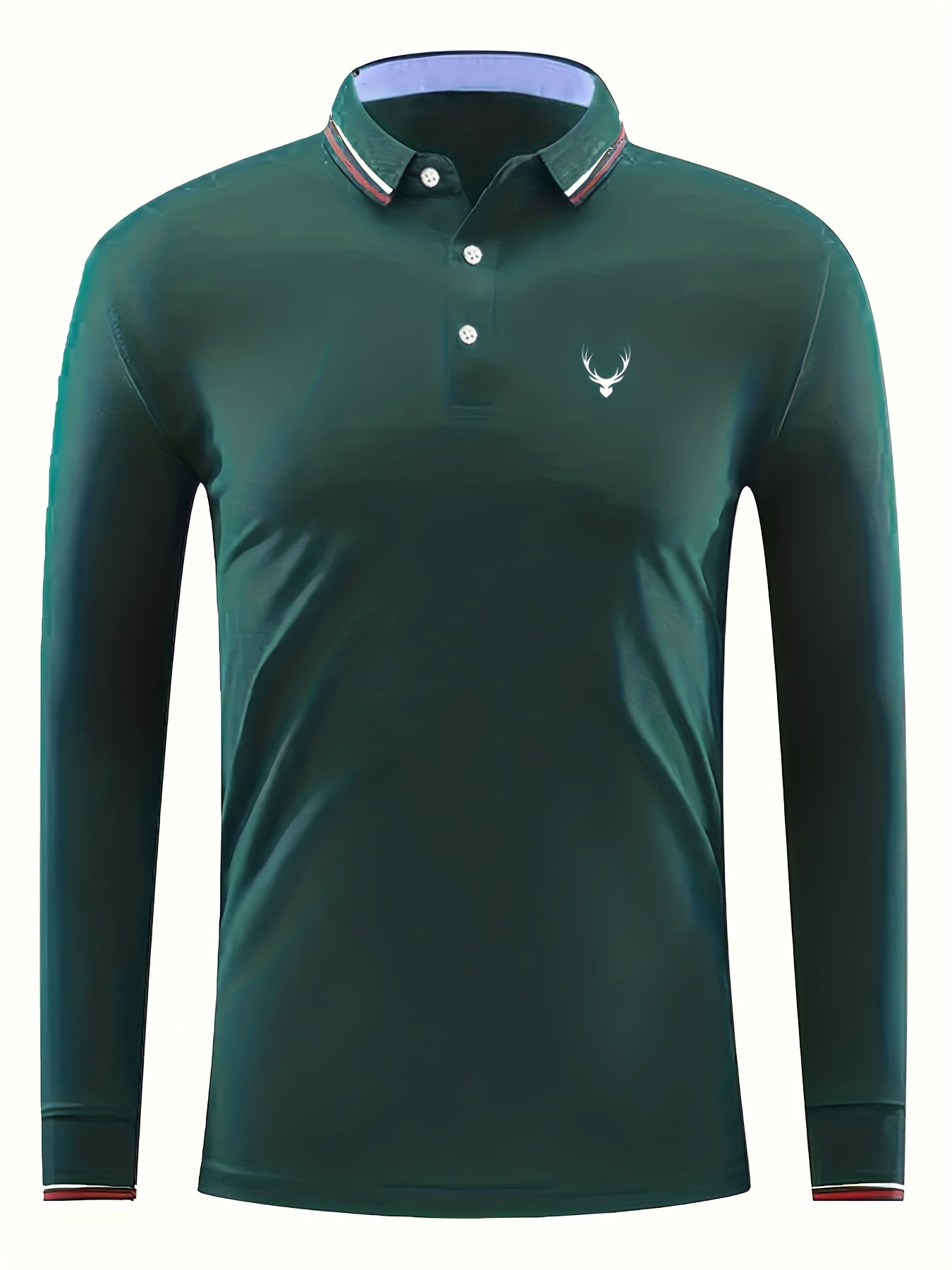Elk Print Men's Casual Button Up Long Sleeve Lightweight Polo Shirt