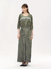  Tropical Print Boho Kaftan Maxi Dress