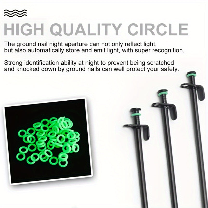 50pcs Green Camping Ground Nail Night Luminous Rings Tents Accessories