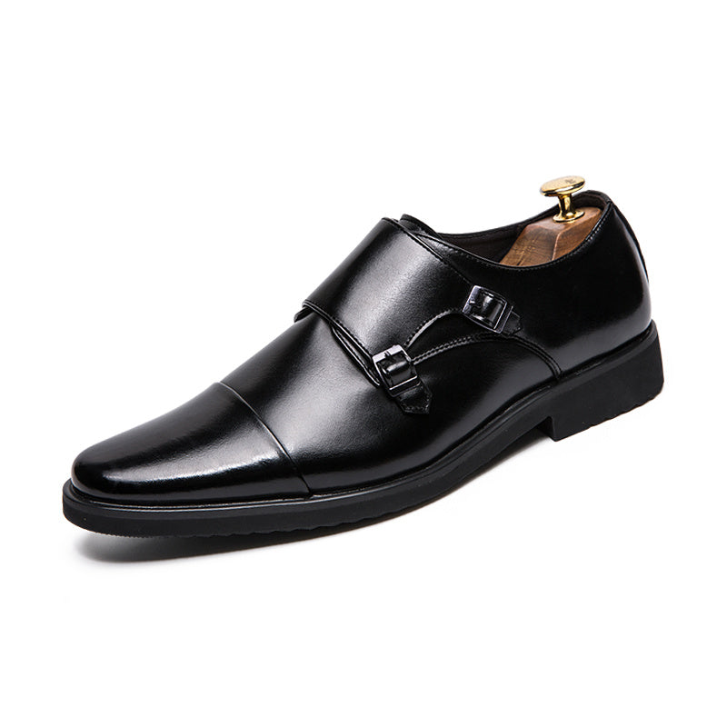 Men's Double Monk Strap Cap toe Loafers Dark Brown