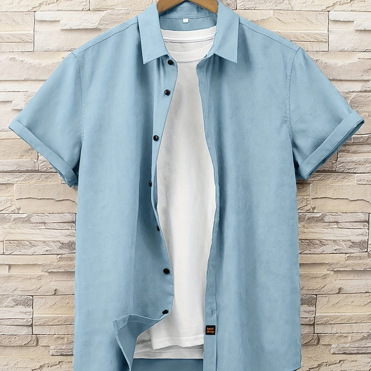 Men's Solid Short Sleeve Shirt for Autumn