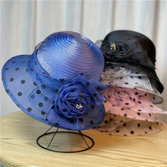 Polka Dot Print Bucket Hat Mesh Breathable Sun Hat for Women