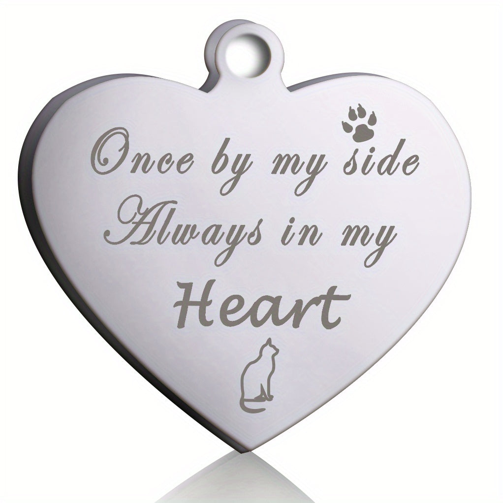Custom Heart Shaped Silver Dog ID Tag Personalized Cat Collar Pendant