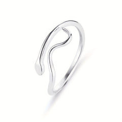 Heart Wave Cuff Ring with Rhinestone Inlay