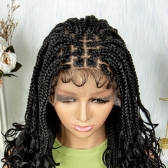 Long Braids Curly Ends Lace Wig 180 Density