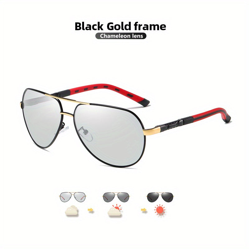 CoolPandas Aviation Sunglasses - Men's Photochromic Polarized Anti Glare Eyewear