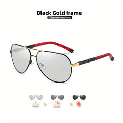 CoolPandas Aviation Sunglasses - Men's Photochromic Polarized Anti Glare Eyewear