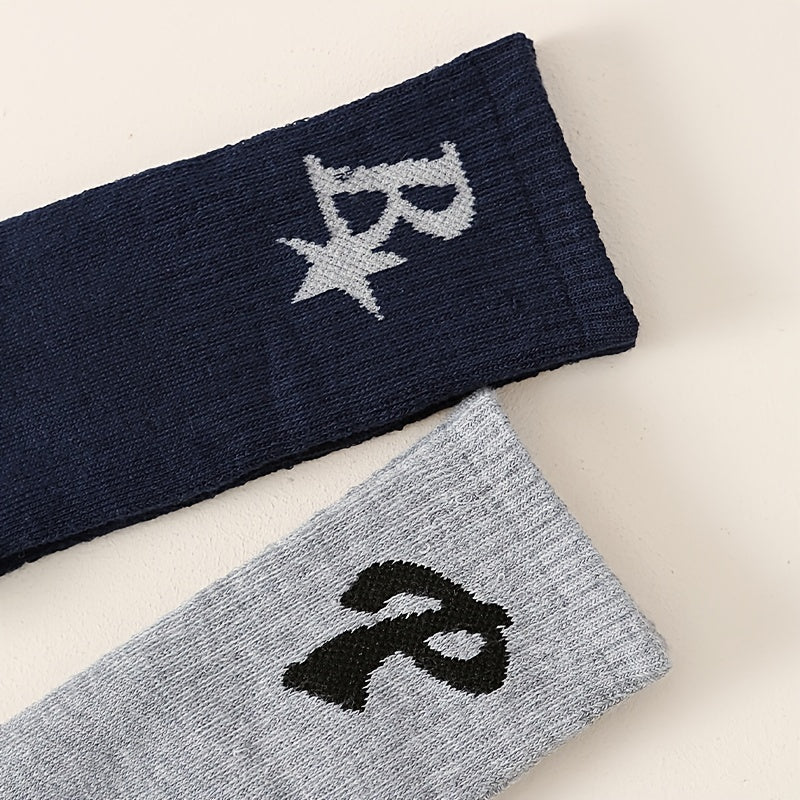 2 Pairs Classic Mid Tube Socks Letter Pattern Women's Stockings