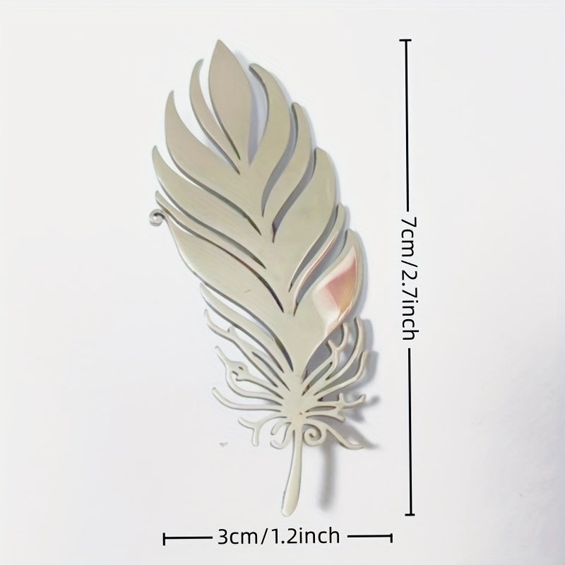 Stainless Steel Feather Leaf Brooch Pin for Men