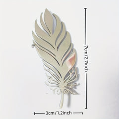 Stainless Steel Feather Leaf Brooch Pin for Men