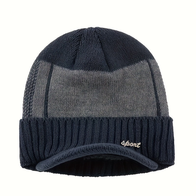 Men's Velvet Beanie Hat Winter Warm Knitted Hat For Outdoor Cycling