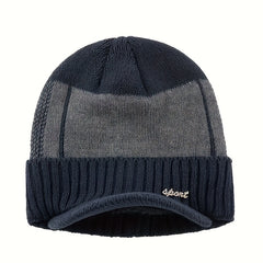 Men's Velvet Beanie Hat Winter Warm Knitted Hat For Outdoor Cycling