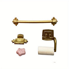 1:12 Dollhouse Bathroom Towel Rack Soap Paper Holder Golden Baroque Style