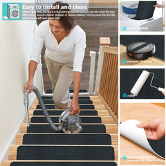 15pcs Stair Tread Carpet Anti-slip Step Mat Home Decor