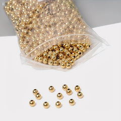 50pcs Brass Round Ball Space Beads 3 4 5 6 8mm DIY Necklaces Jewelry Making
