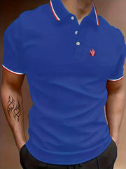 Men's Hand Graphic Polo Shirt Casual Breathable Button Up Short Sleeve Shirt