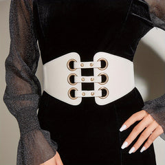 Rivets Wide Waist Belt Punk Corset Belts Women Coat Dress Belts