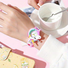Pastel Rainbow Unicorn Watch for Girls, Silicone Strap, Analog, Quartz
