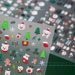Christmas Manicure Stickers Old Man Elk Head Snowflake Nail Decals