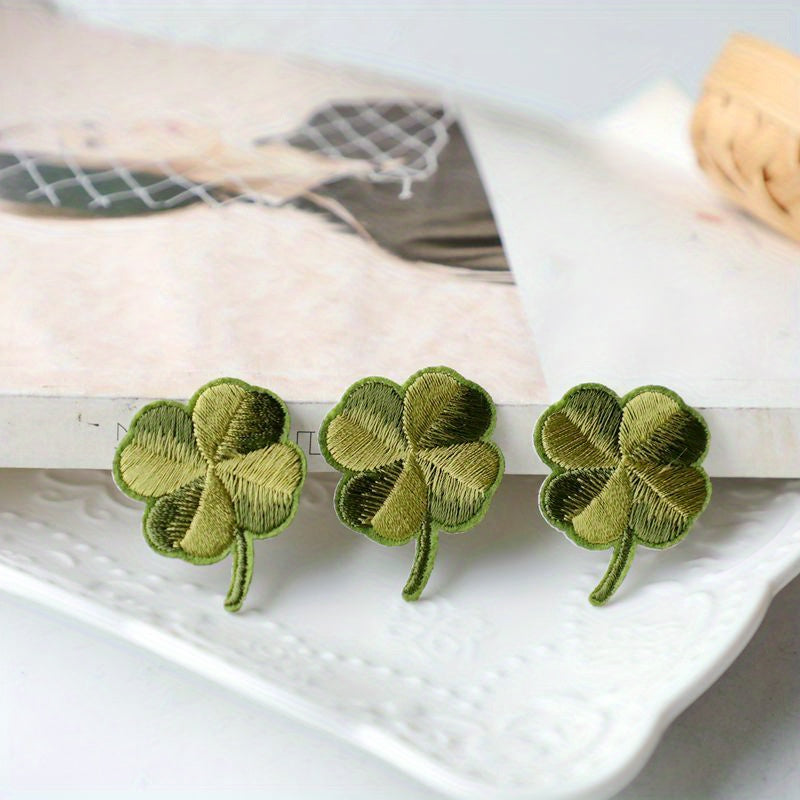 10pcs Clover Patches Iron On Heat Patches For Jackets Sew On Patches