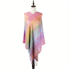 Paisley Jacquard Tassel Scarf Large Gradient Shawl