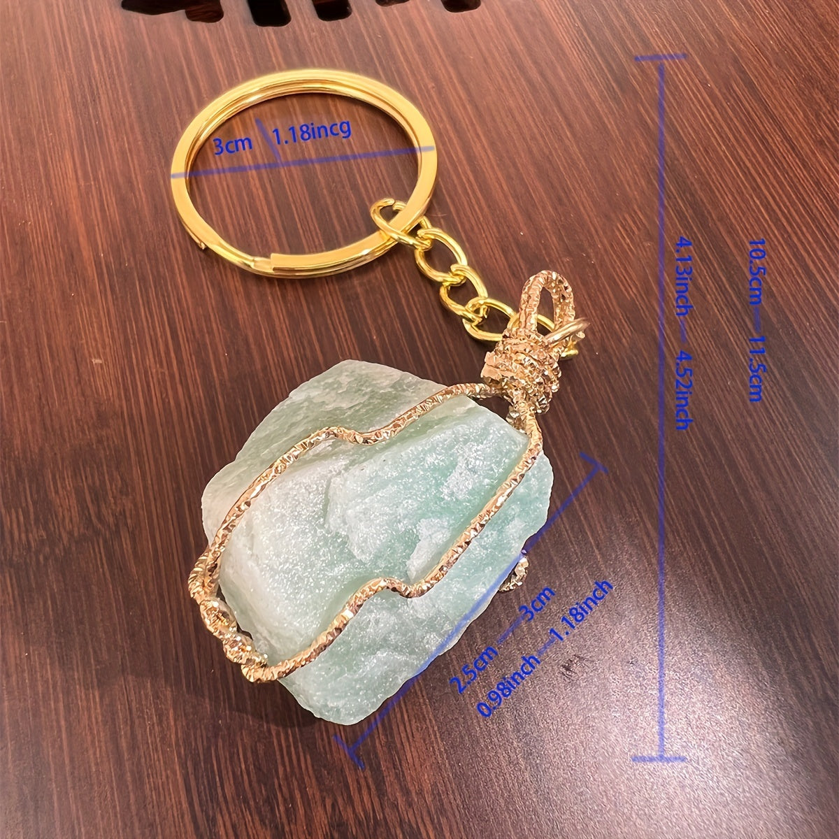Raw Crystal Keychain Natural Irregular Gemstone Yoga Key Ring Pendant