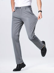 Men's Stretch Business Pants Straight Leg Wrinkle-resistant Trousers