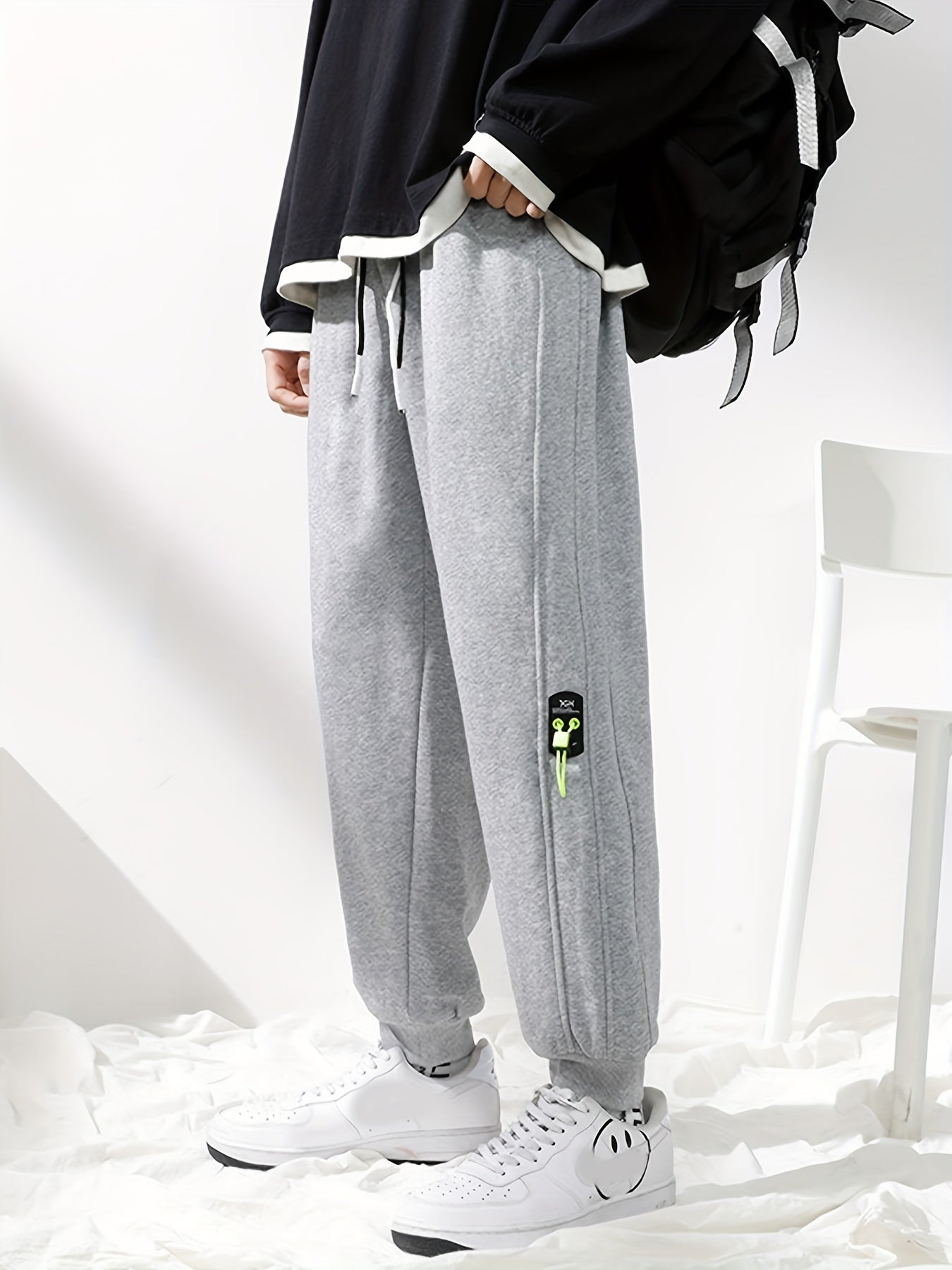 Solid Men's Sweatpants with Pockets Drawstring Active Pants