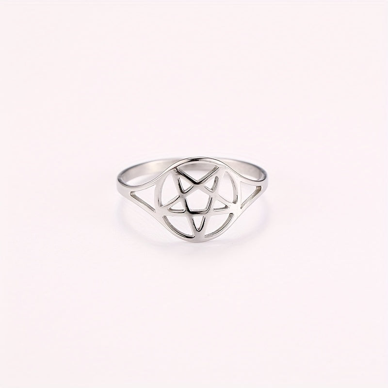 Stainless Steel Pentagram Symbol Ring for Men