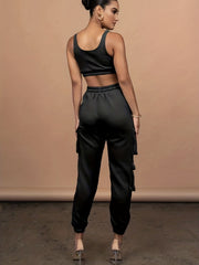 Drawstring Baggy Cargo Pants High Waist Casual Pants