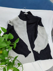  Colorblock High Neck Sweater Women's Plus Medium Stretch