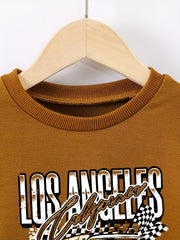 Boys Racing Car Print Sweatshirt Long Sleeve Crew Neck Tops