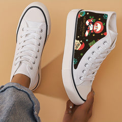 Christmas Print High Top Canvas Sneakers